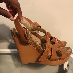 Sam Edelman brown leather wedges
